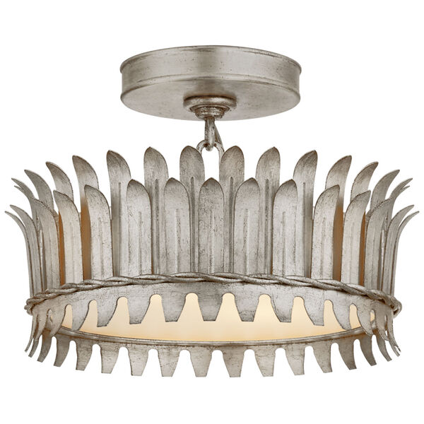 Leslie 12-Inch Semi-Flush in Burnished Silver Leaf with Frosted Glass by Suzanne Kasler, image 1
