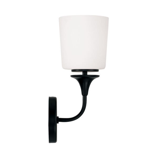 Presley Matte Black One-Light Sconce with Soft White Glass, image 5