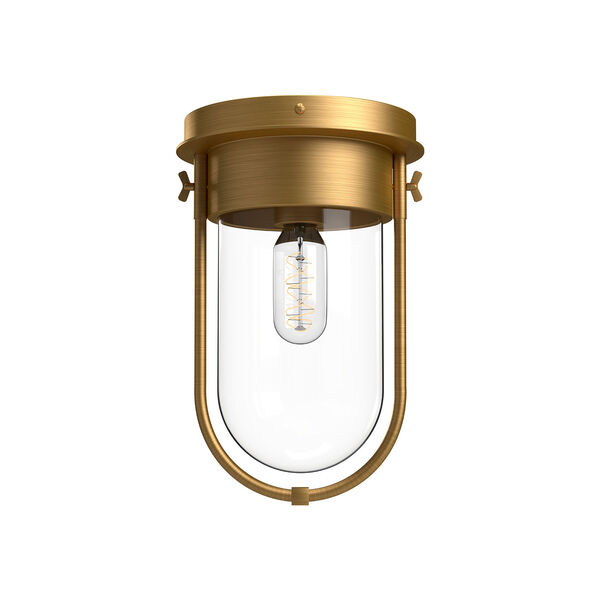 Cyrus Aged Gold One-Light Flush Mount with Clear Glass, image 1
