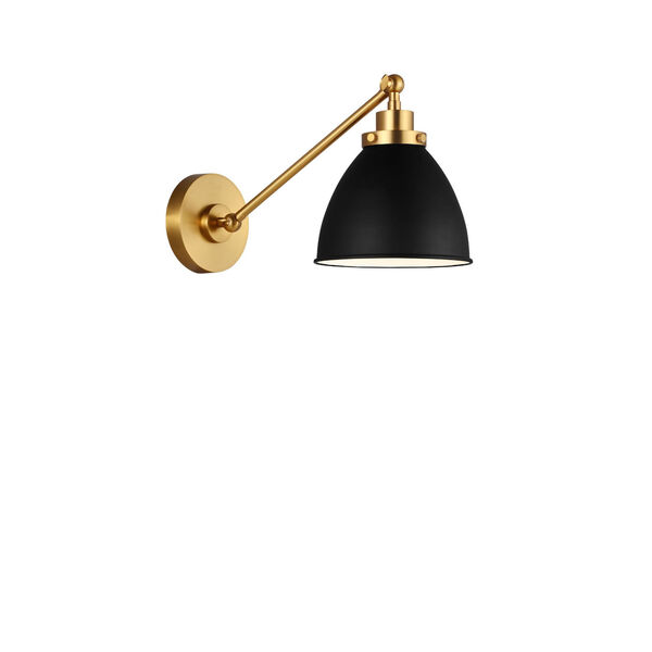 Wellfleet Midnight Black and Burnished Brass One-Light Single Arm Dome Task Sconce, image 4