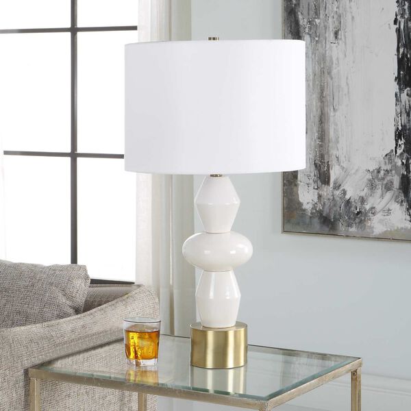 Architect Ivory and Antique Brushed Brass Table Lamp, image 4