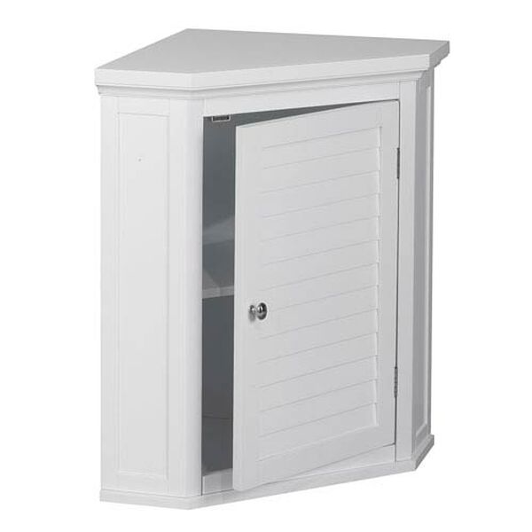 Slone Corner Wall Cabinet with One Shutter Door in White, image 1