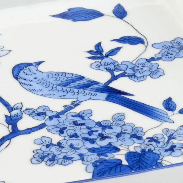 Blue and White Bird Square Tray, image 2