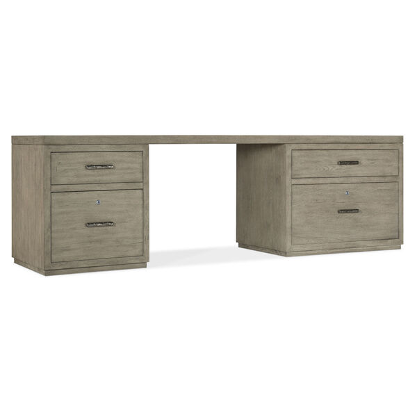 Linville Falls Smoked Gray 96-Inch Desk with Small File and Lateral File, image 1