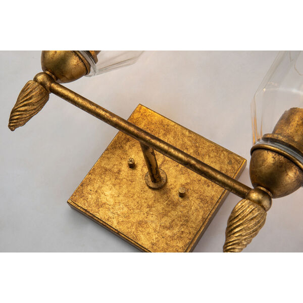 Fun Finial Gold Leaf with Antique Two-Light Wall Sconce, image 3