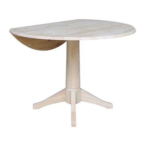 Gray and Beige 30-Inch High Round Dual Drop Leaf Pedestal Table, image 3