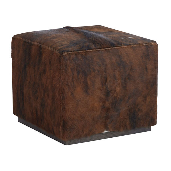 Brown Colby Leather Ottoman, image 1