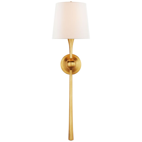 Dover Large Tail Sconce in Gild with Linen Shade by AERIN, image 1