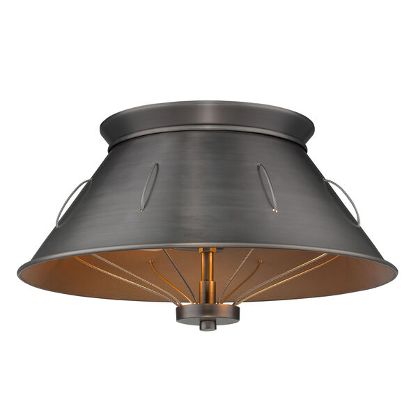 Whitaker Aged Steel 14-Inch Two-Light Flush Mount with Aged Steel, image 2