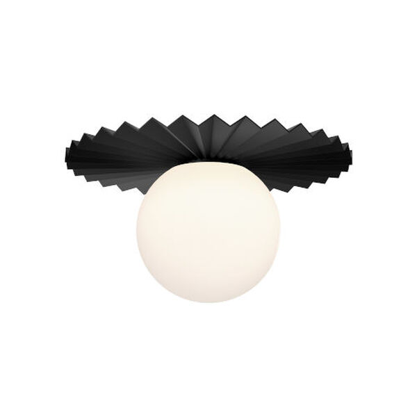 Plume Matte Black 12-Inch One-Light Flush Mount with Opal Glass, image 1