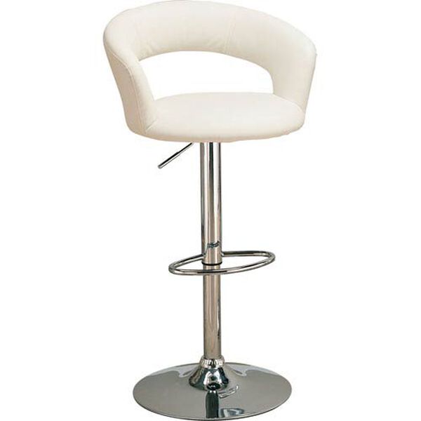 29-Inch White Upholstered Bar Chair with Adjustable Height, image 3