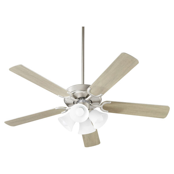 Virtue Satin Nickel Four-Light 52-Inch Ceiling Fan with Satin Opal Glass, image 1