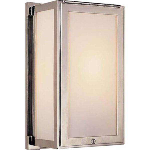Mercer Short Box Light in Polished Nickel with White Glass by Thomas O'Brien, image 1