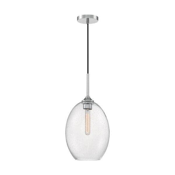 Aria Polished Nickel 19-Inch One-Light Pendant with Clear Seeded Glass, image 3