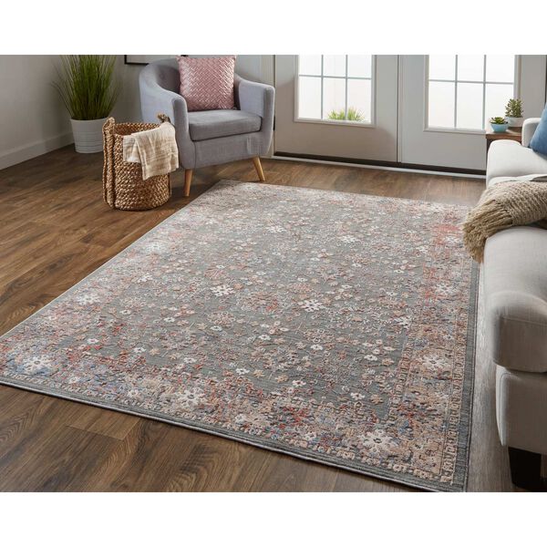 Thackery Gray Pink Red Rectangular 3 Ft. 6 In. x 5 Ft. 4 In. Area Rug, image 2