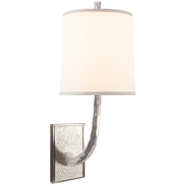 Lyric Branch Sconce in Soft Silver with Silk Shade by Barbara Barry, image 1