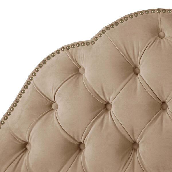 Queen Velvet Pearl 62-Inch Nail Button Tufted Arch Headboard, image 3