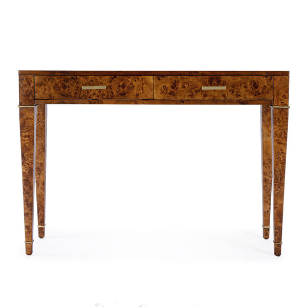 Kai Traditional Burl Console Table with Two Drawers, image 3