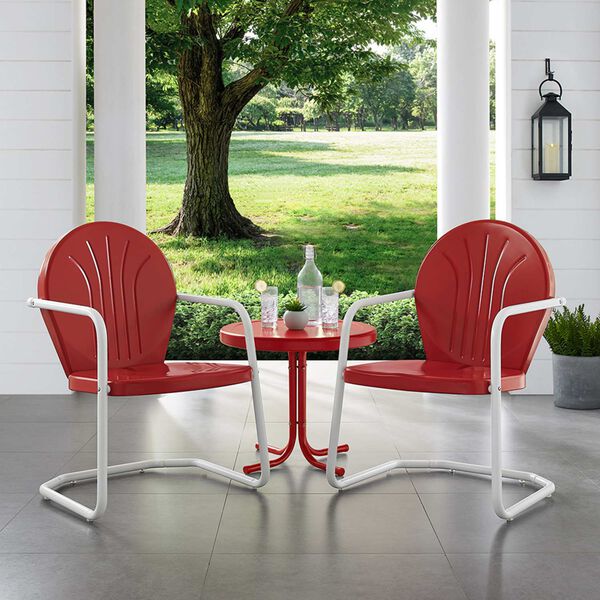Griffith Bright Red Gloss Three-Piece Outdoor Metal Armchair Set, image 5