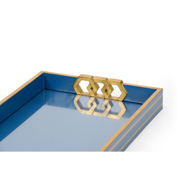 Shayla Copas Blue and Gold Leaf Serving Tray, image 2