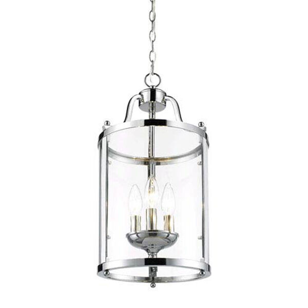 Evelyn Chrome Three-Light Mini Pendant with Clear Glass, image 4