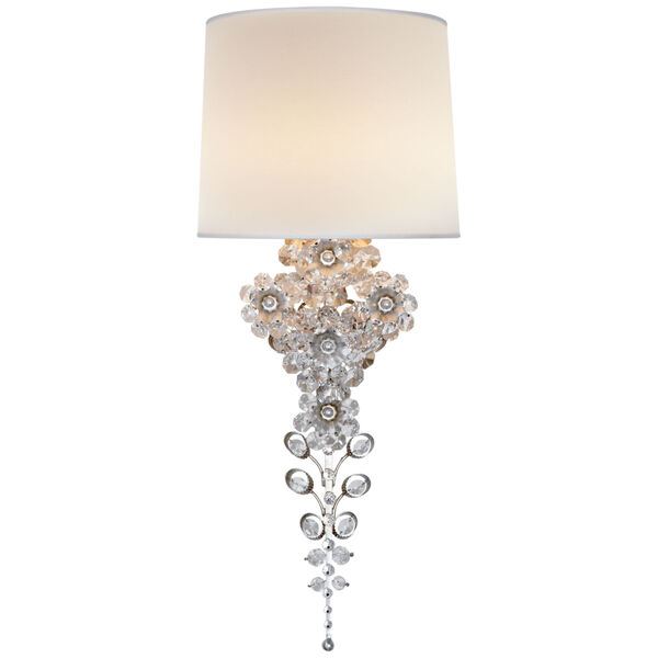 Claret Tail Sconce in Burnished Silver Leaf with Linen Shade by AERIN, image 1