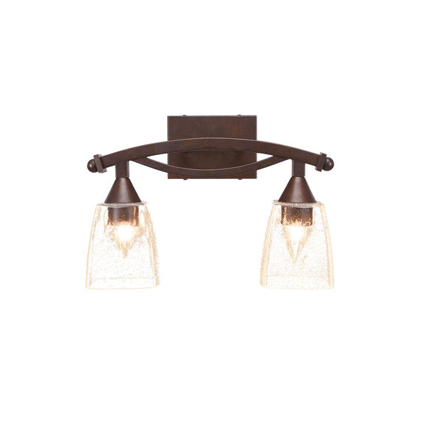 Bow Bronze Two-Light Bath Vanity with Clear Bubble Glass, image 1