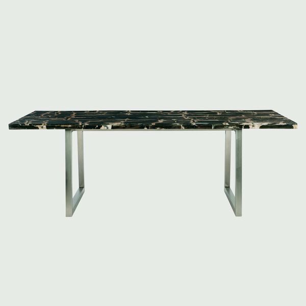 Pierre Noire Black and Polished Stainless Steel Dining Table, image 1