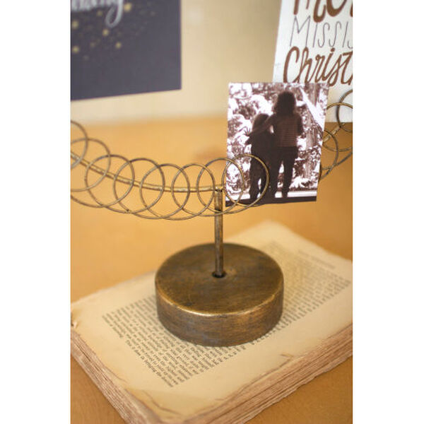 Gold Antiqued Round Wire Christmas Card Holder, image 4