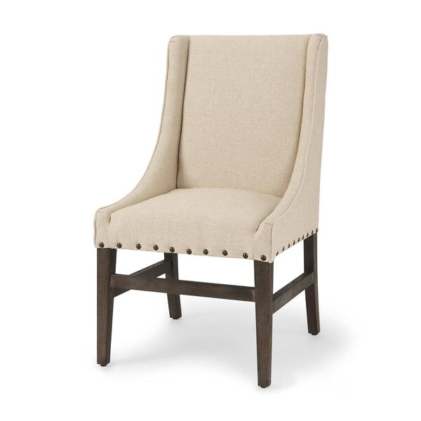 Kensington I Cream Fabric and Solid Wood Dining Chair, image 1