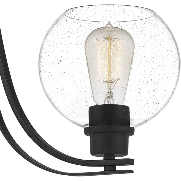 Pruitt Matte Black Three-Light Chandelier with Seedy Glass, image 6