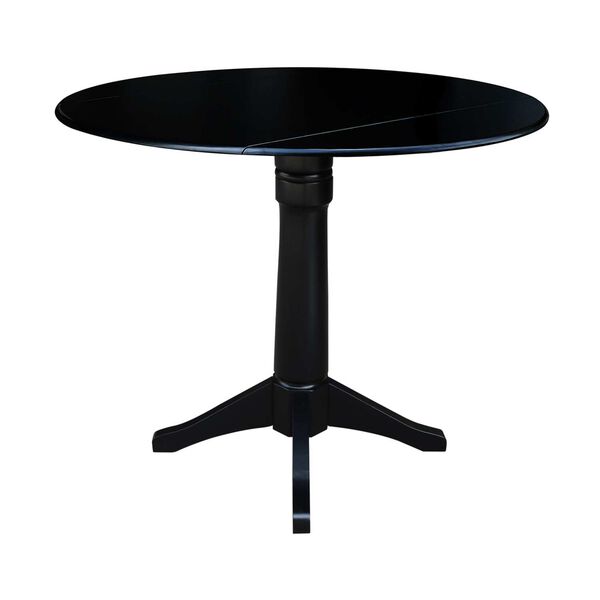 Black 36-Inch High Round Dual Drop Leaf Pedestal Dining Table, image 1