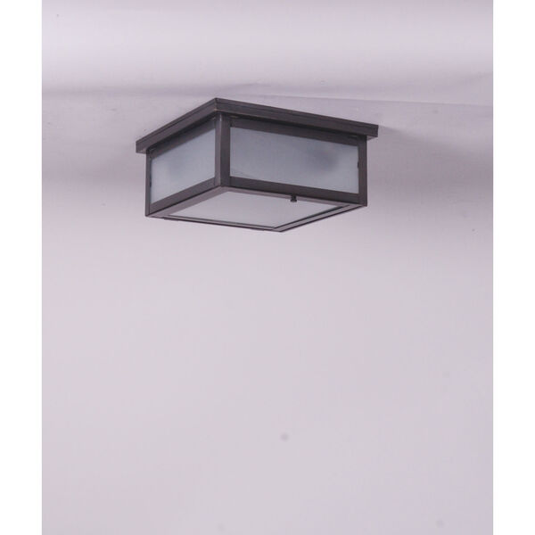 Williams Dark Brass Two-Light Outdoor Flush Mount with Frosted Glass, image 1