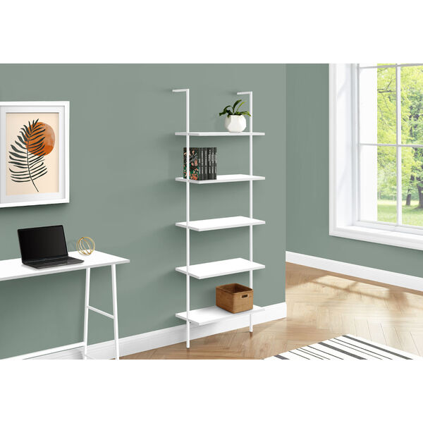 White and Black Bookcase with Five Shelves, image 2