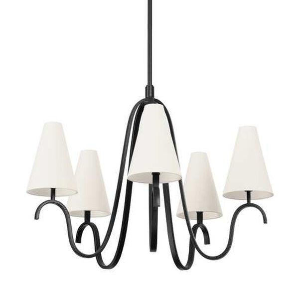 Melor Forged Iron Off White Five-Light Chandelier, image 1