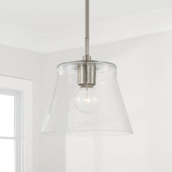 HomePlace Baker Brushed Nickel One-Light Pendant with Clear Seeded Glass, image 3