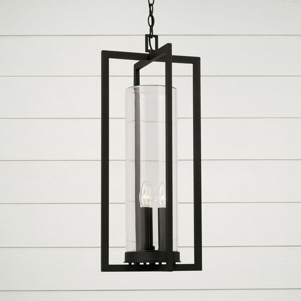 Kent Black Three-Light Outdoor Hanging Light with Clear Glass, image 3