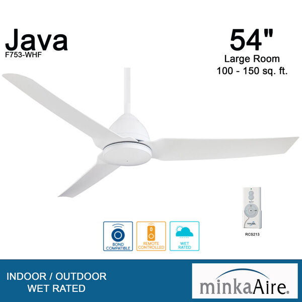Java Flat White 54 Inch Blade Span Ceiling Fan, image 7