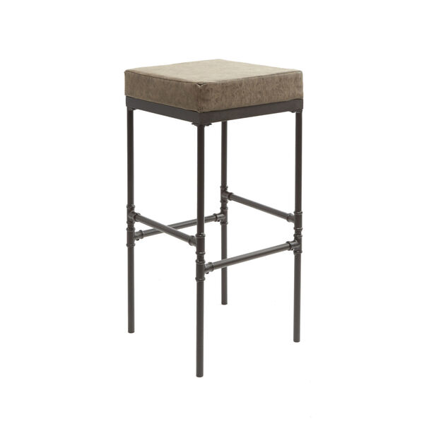 Watson Distressed Brown and Gunmetal 29-Inch Upholstered Barstool, image 4
