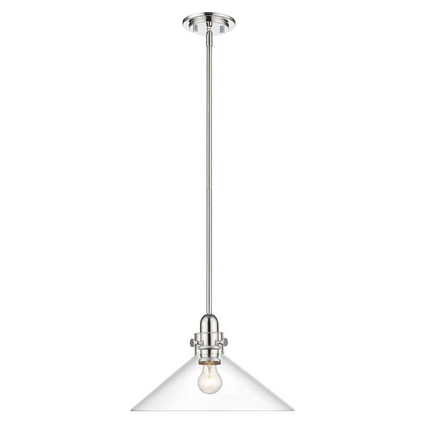 Dwyer Polished Nickel One-Light Pendant with Clear Glass, image 1