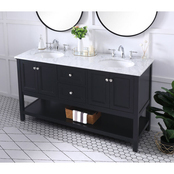 Metropolis Black 60-Inch Vanity Sink Set, image 4