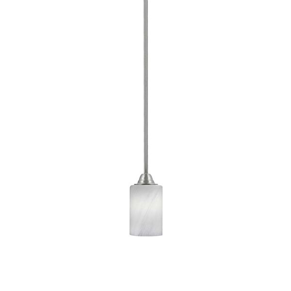 Paramount Brushed Nickel One-Light Mini Pendant with Four-Inch White Marble Glass, image 1