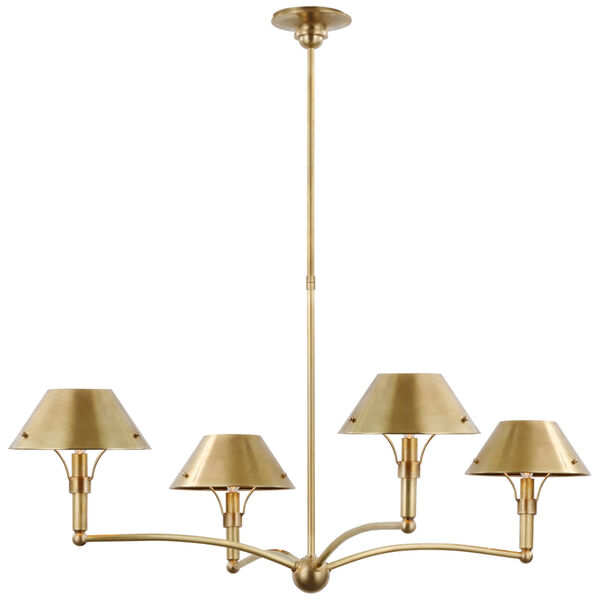 Turlington Large Chandelier in Hand-Rubbed Antique Brass with Hand-Rubbed Antique Brass Shade by Thomas O'Brien, image 1