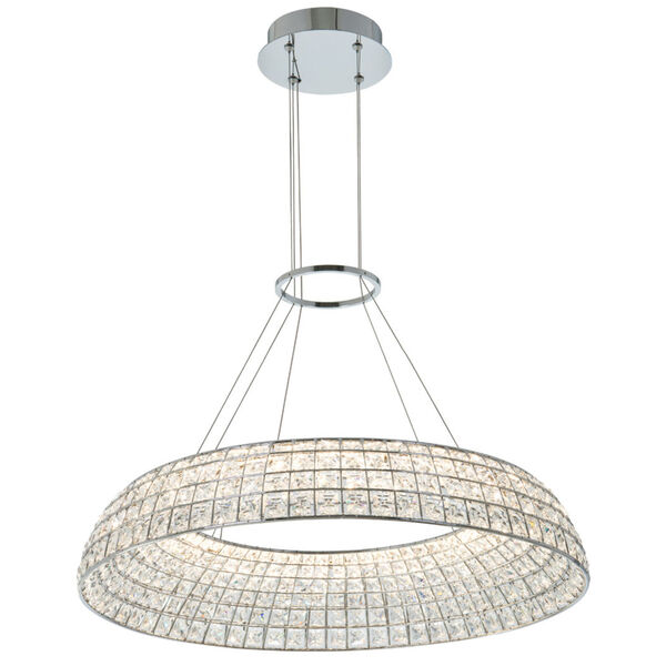 Nuvole Chrome 28-Inch LED Chandelier with Firenze Crystal, image 1