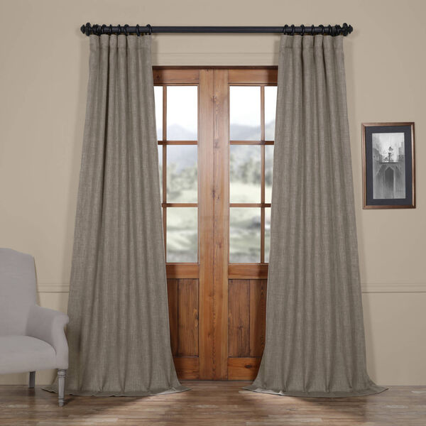 Grey Mink 120 x 50-Inch Faux Linen Blackout Curtain Single Panel, image 1