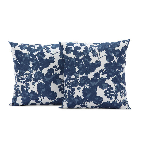 Fleur Blue Printed Cotton Pillow Cover, Set of 2, image 1