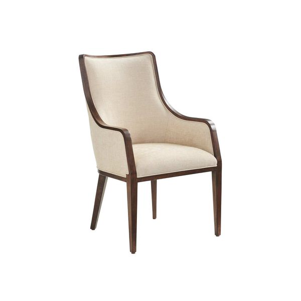 Silverado Walnut Beige Fully Upholstered Arm Chair, image 1