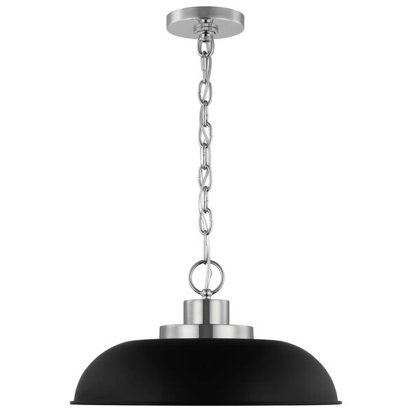 Colony Matte Black and Polished Nickel 15-Inch One-Light Pendant, image 3