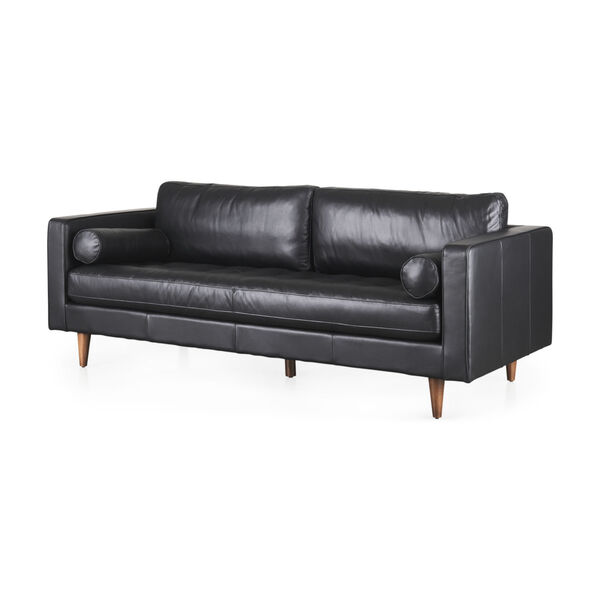 Svend Black Leather Sofa, image 1