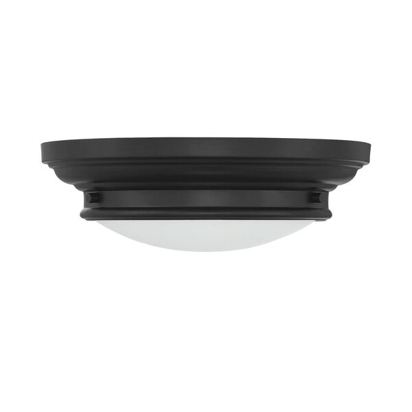 Whittier Matte Black Two-Light Flush Mount with Round Glass, image 2